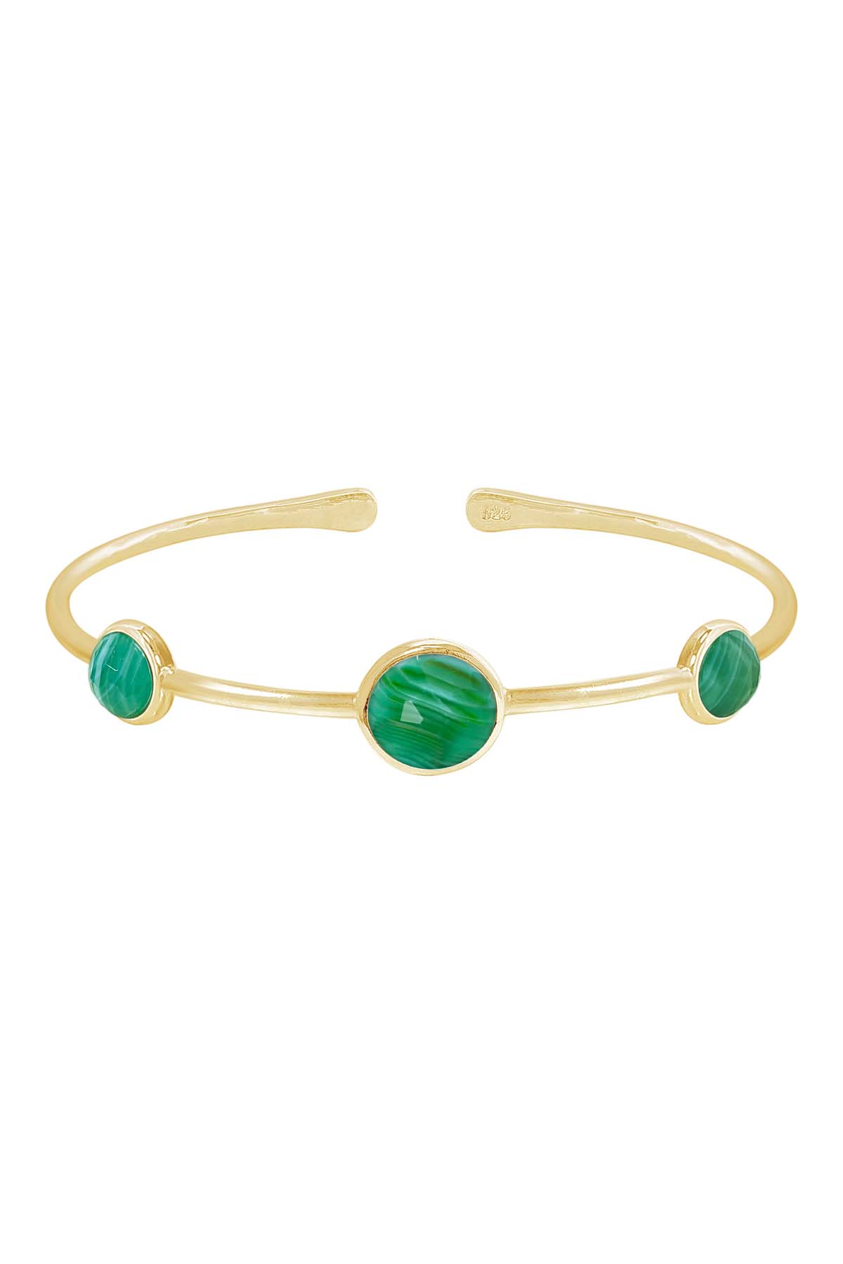 Green Lace Agate Cuff Bracelet In 14k Gold - GF
