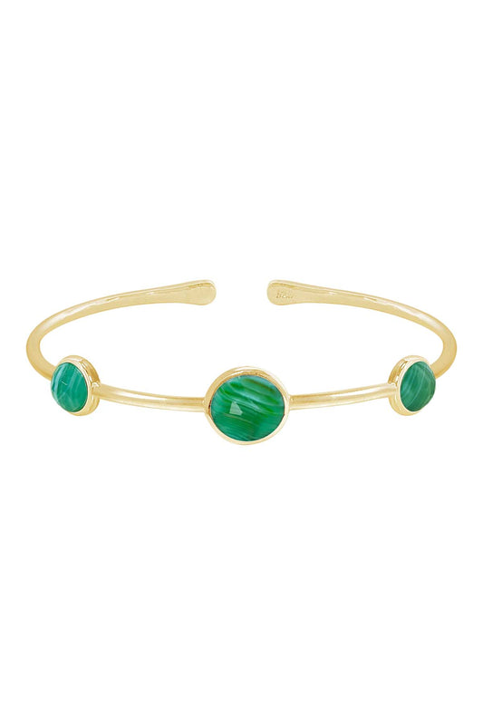 Green Lace Agate Cuff Bracelet In 14k Gold - GF