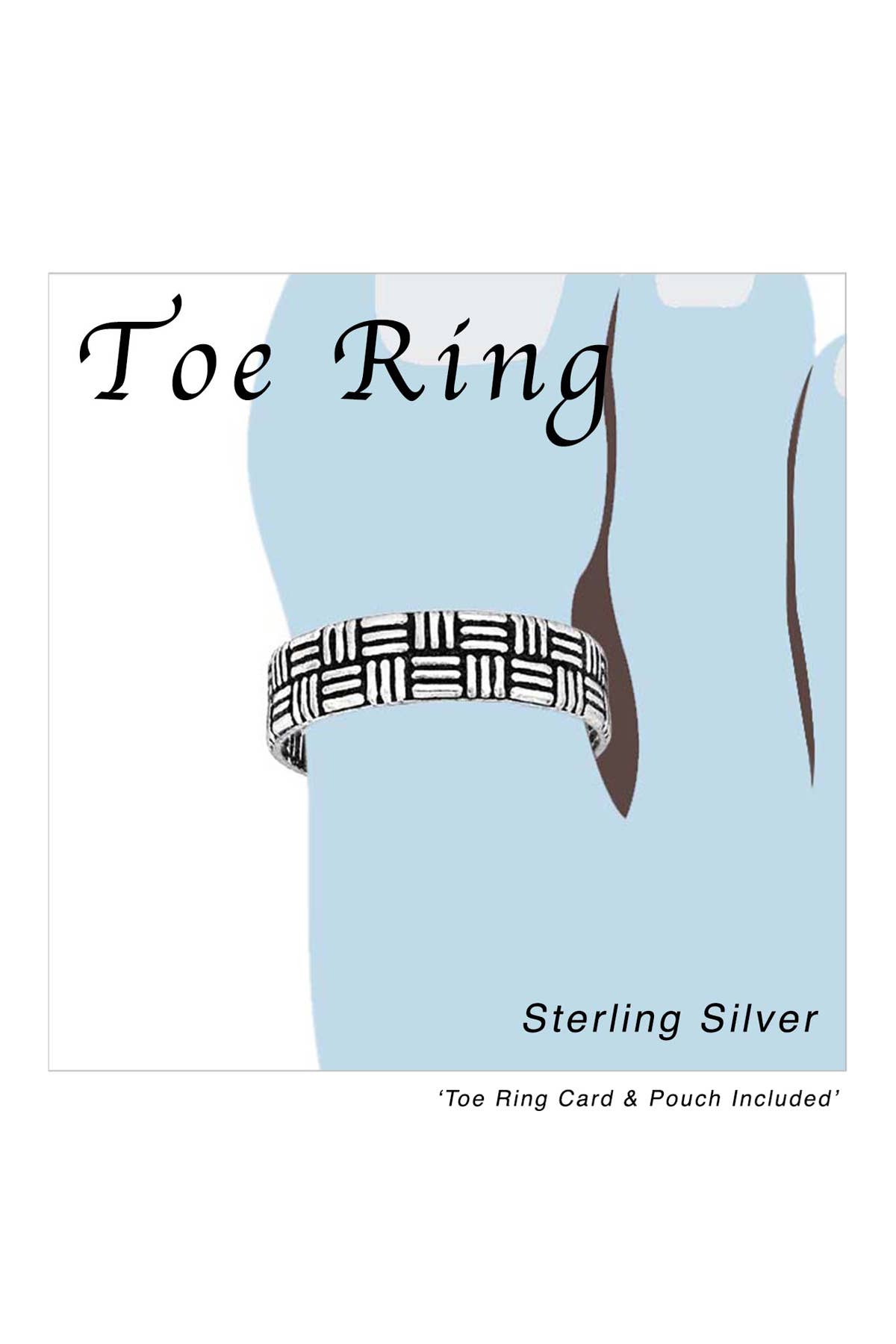 Sterling Silver Bamboo Pattern Adjustable Toe Ring - SS