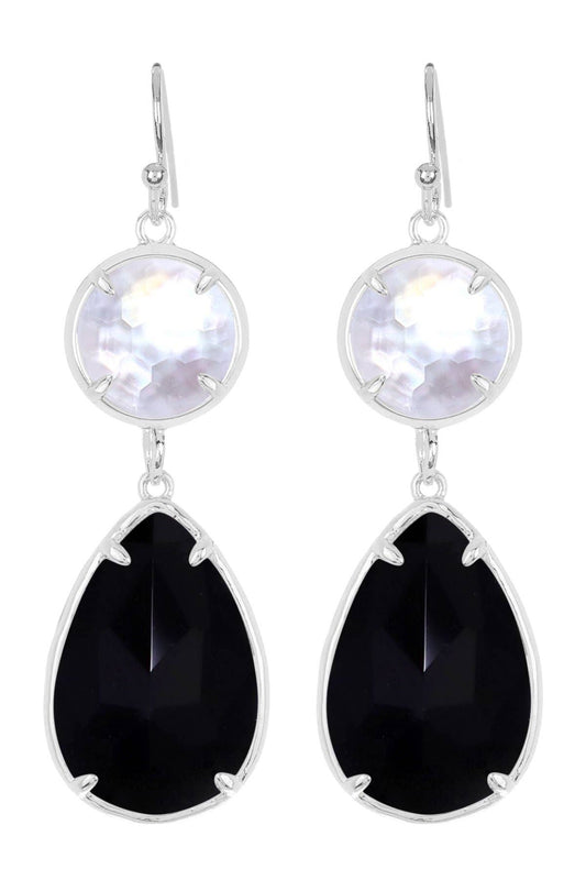 Sterling Silver & Black Onyx With Pearl Drop Earrings - SS