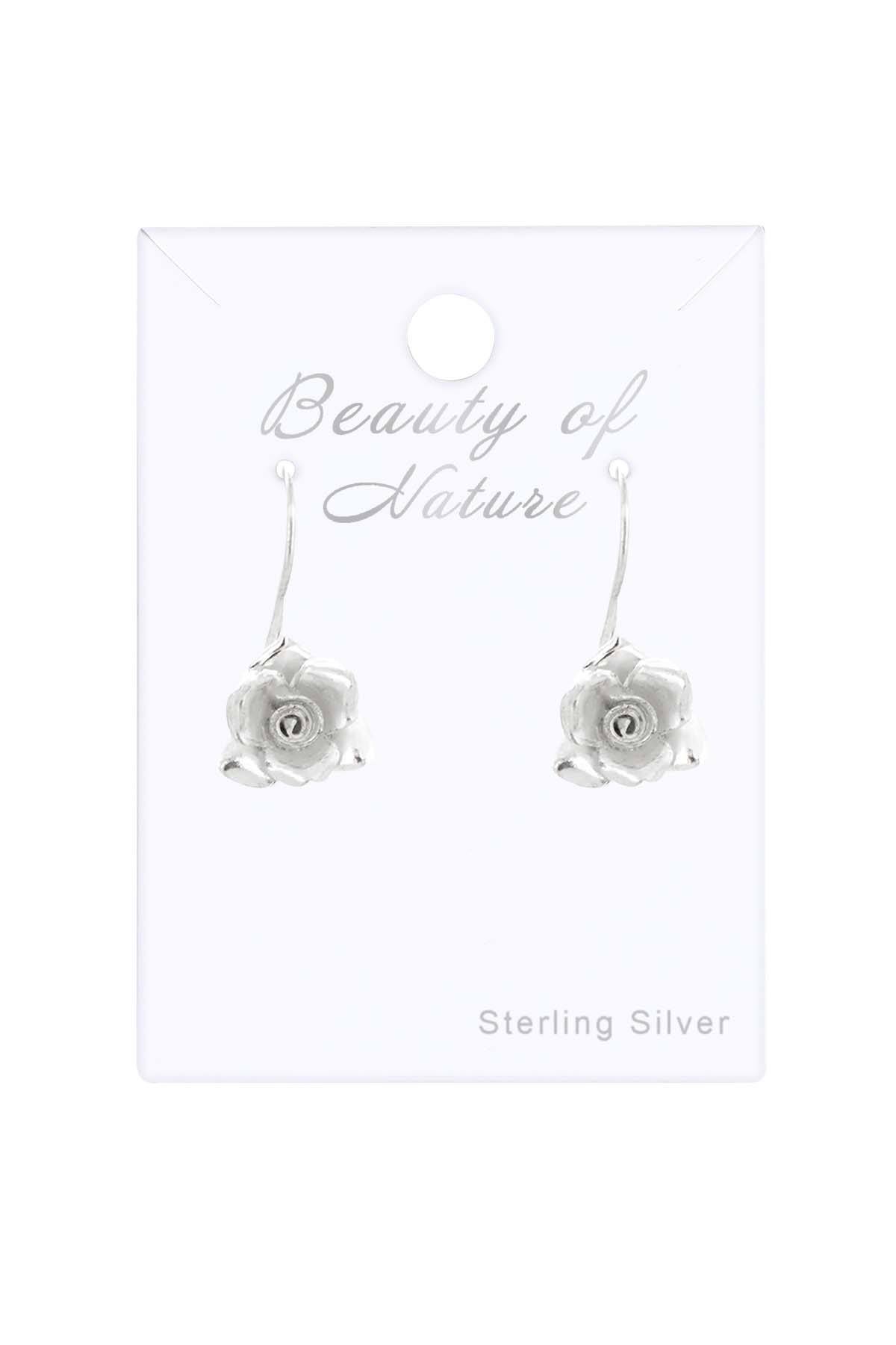 Sterling Silver Rose Threader Earrings - SS