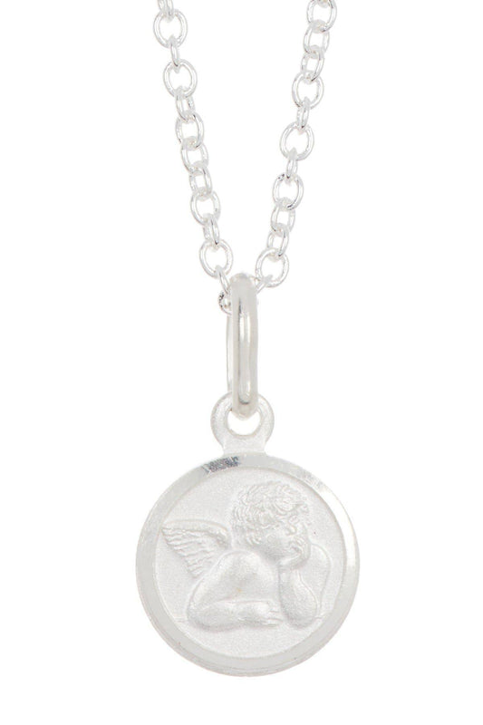 Sterling Silver Guardian Angel Medallion Necklace - SS