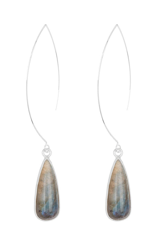 Sterling Silver & Labradorite Threader Drop Earrings - SS