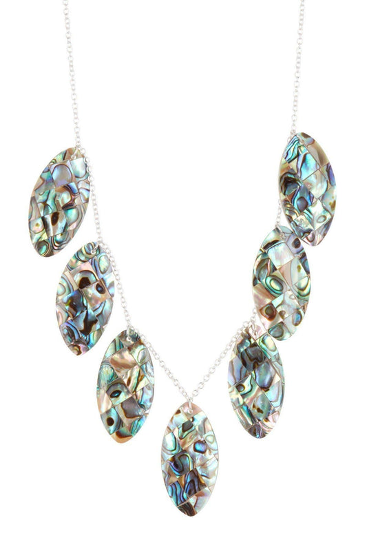Sterling Silver & Abalone Shell Drape Necklace - SS