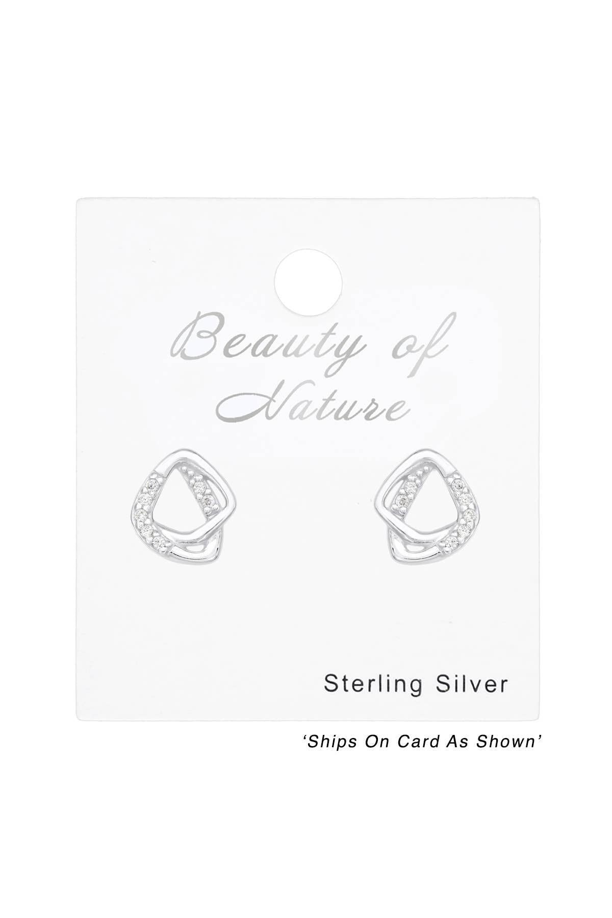 Children's Sterling Silver Geometric Ear Studs With CZ - SS