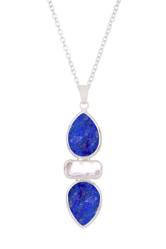 Sterling Silver & Lapis Pendant Necklace - SS