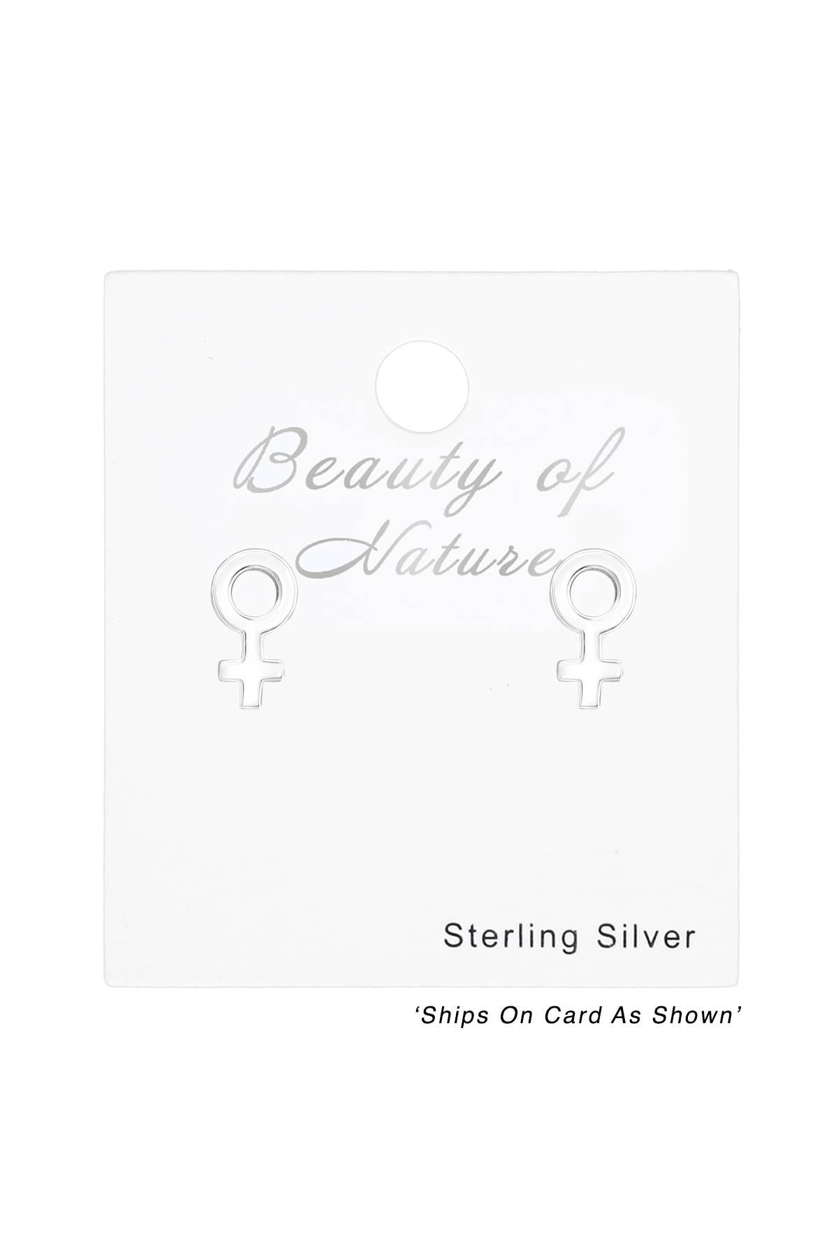 Sterling Silver Women Sign Ear Studs - SS