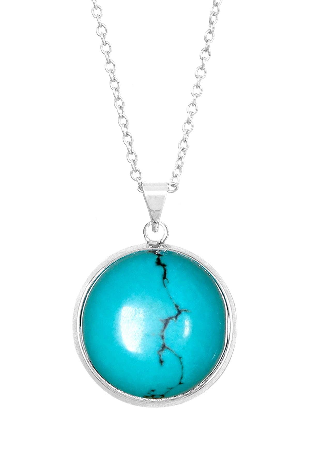 Turquoise & Sterling Silver Pendant Necklace - SS