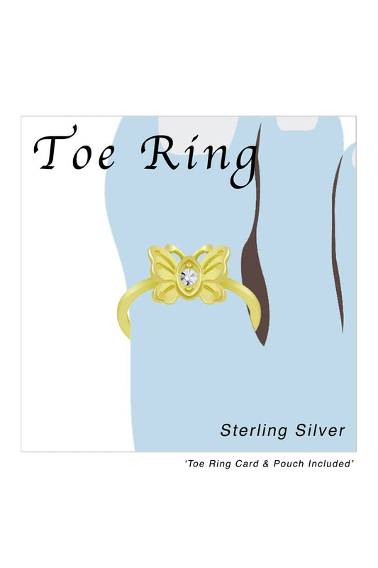 Sterling Silver 14k Gold Plated Butterfly Toe Ring - VM
