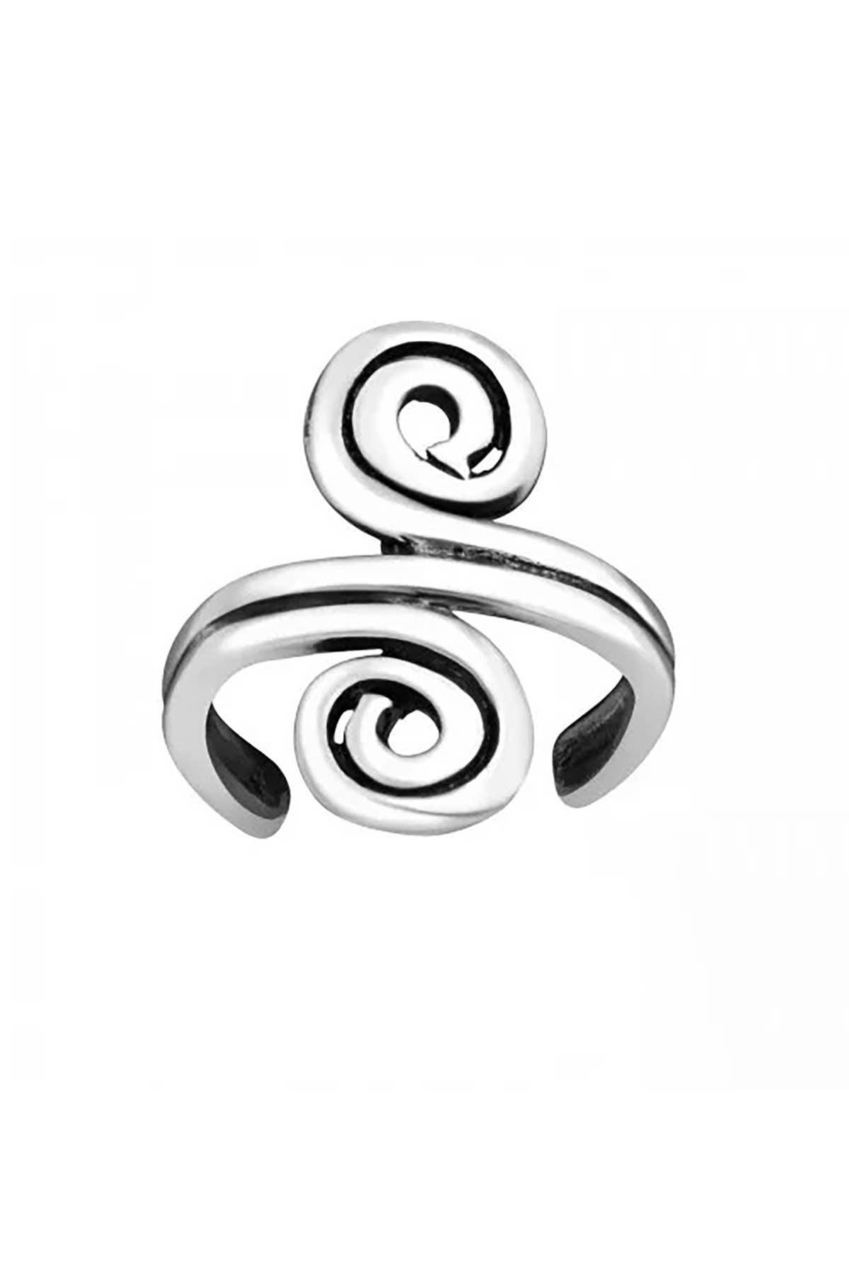 Sterling Silver Swirly Lines Ear Cuff - SS