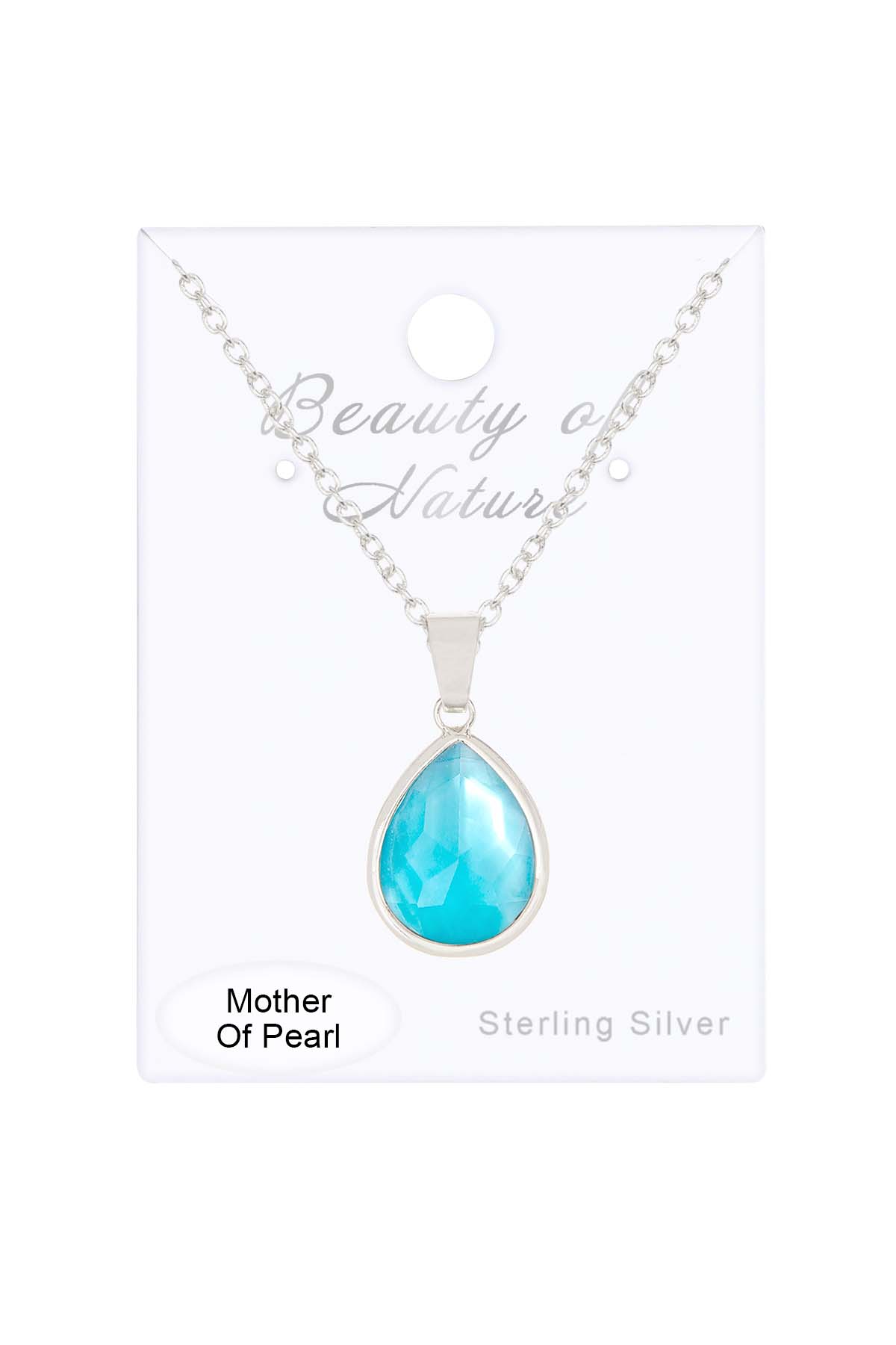 Sterling Silver & Blue Mother Of Pearl Necklace - SS