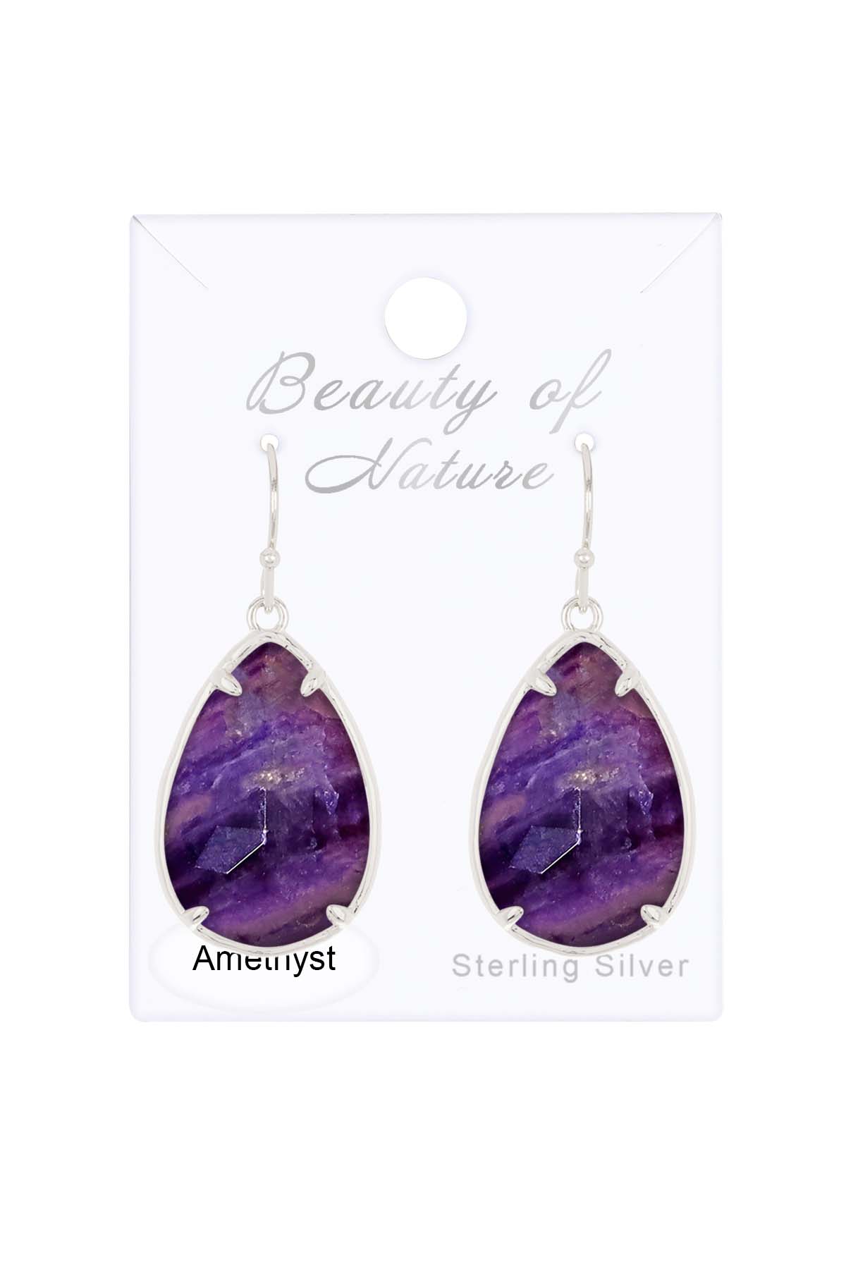 Sterling Silver & Amethyst Fancy Cut Drop Earrings - SS