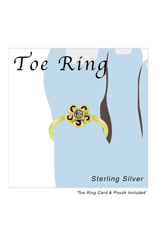 Sterling Silver 14k Gold Plated Flower Toe Ring - VM