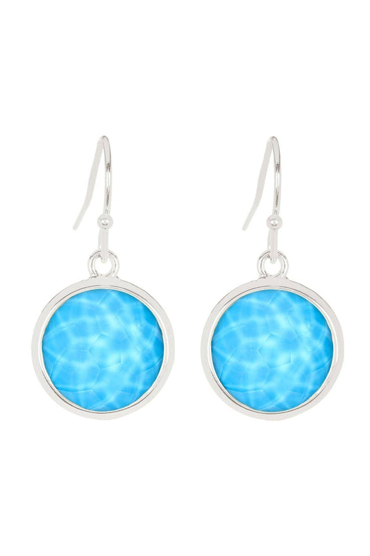 Sterling Silver & Turquoise Quartz Round Earrings - SS