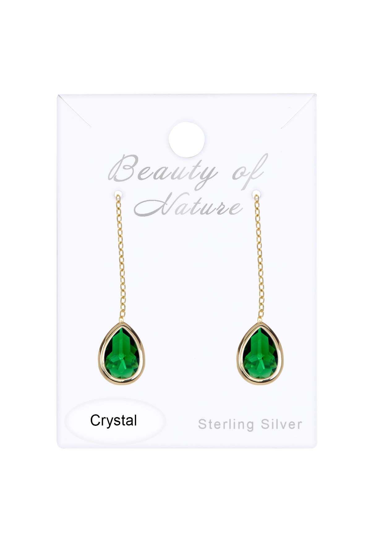 14k Vermeil & Emerald Crystal Threader Drop Earrings - VM