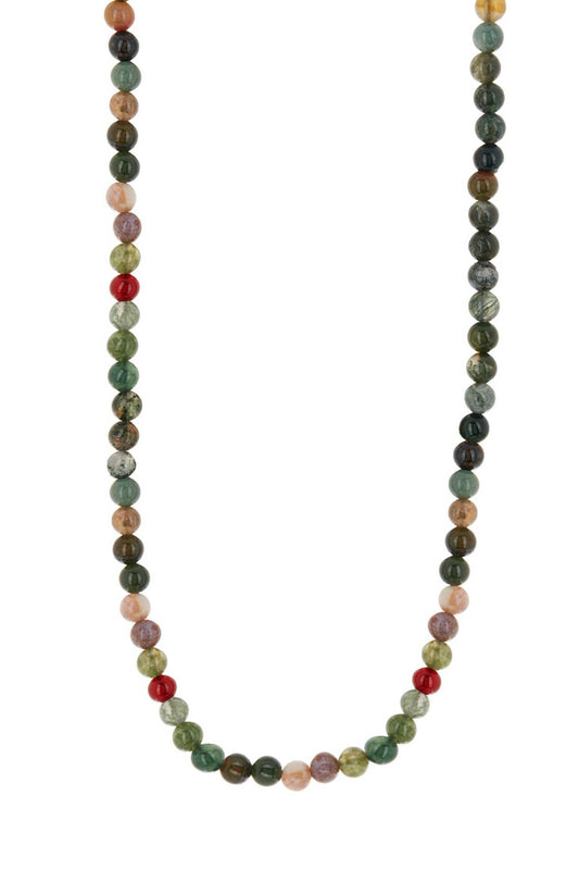 Sterling Silver & Mixed Jasper Mala Beads Necklace - SS