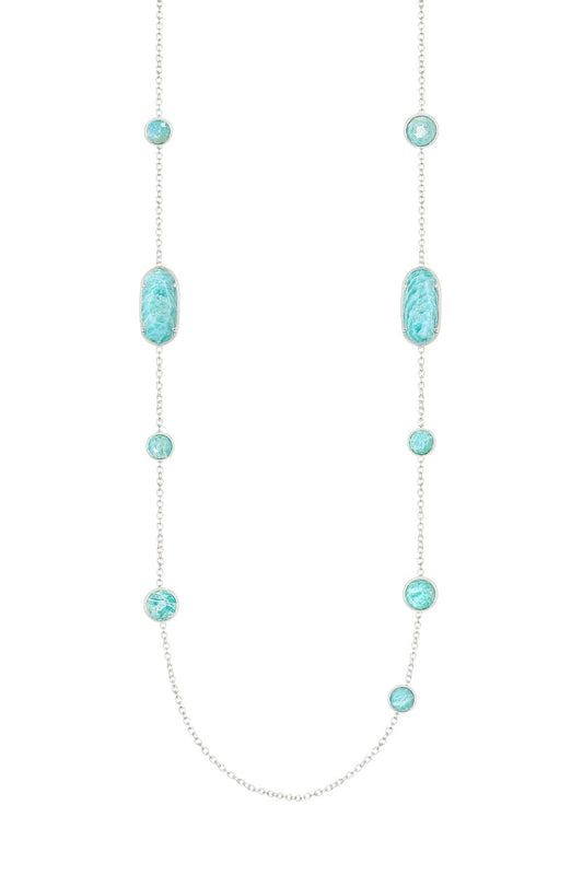 Sterling Silver & Amazonite Ashley Station Necklace - SS
