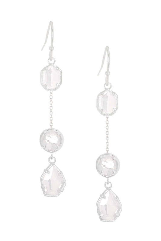 Sterling Silver & Moonstone Crystal Tricia Earrings - SS