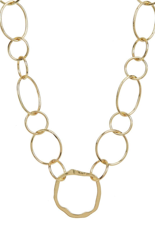 14k Gold Plated Circular Station Necklace - GF