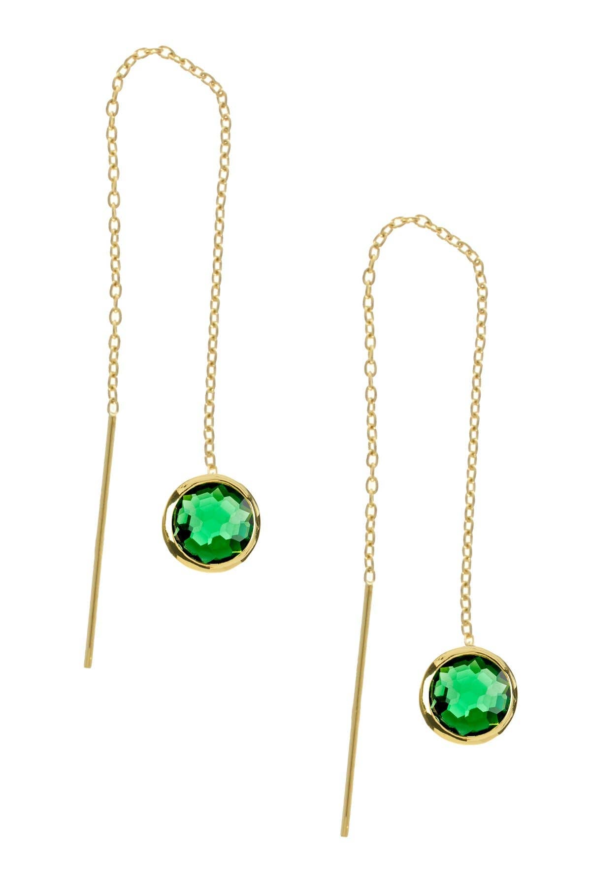 14k Vermeil & Emerald Crystal Threader Earrings - VM