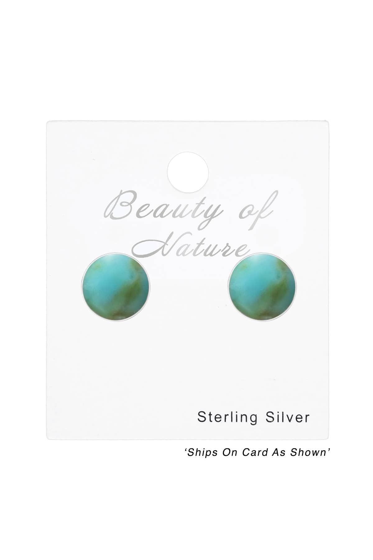 Sterling Silver Round Ear Studs With Imitation Stone - SS