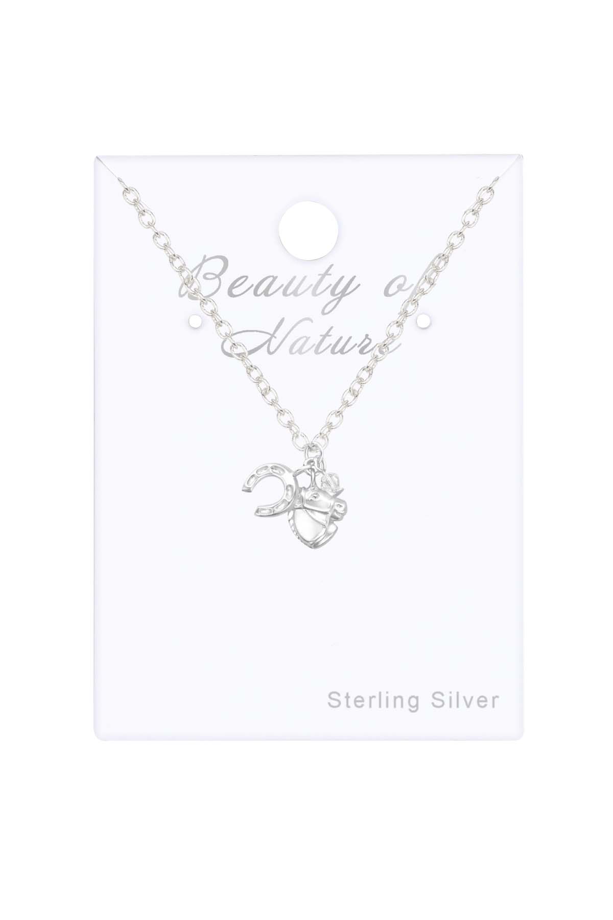 Sterling Silver Horse Lovers Necklace with Crystals - SS